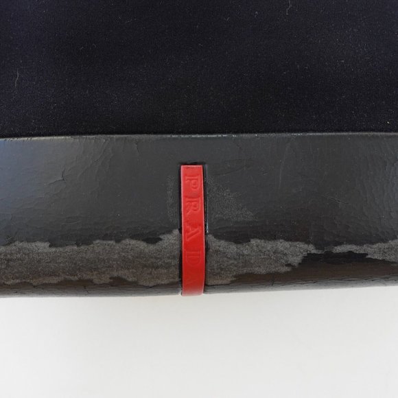 PRADA Bag Women Black Purse Italian Duffel Neoprene Medium Handbag ITALY DEFECTS - Picture 4 of 16